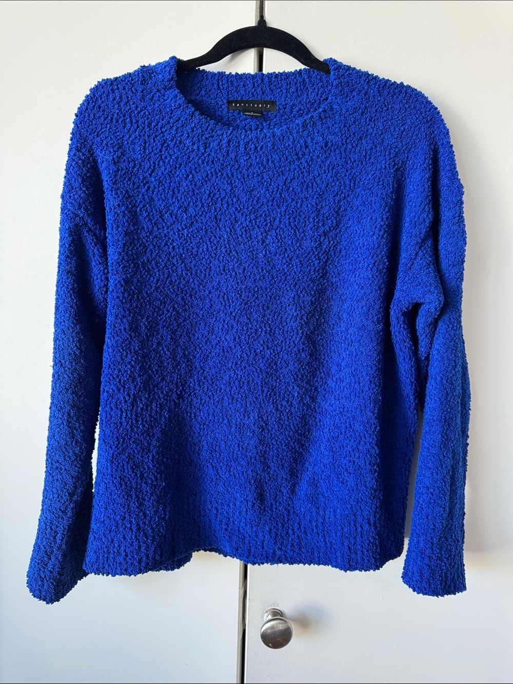 Sanctuary Electric Blue Bouclé Crewneck Sweater